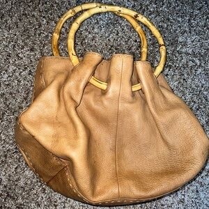 Leather Fossil Purse Bamboo Handles